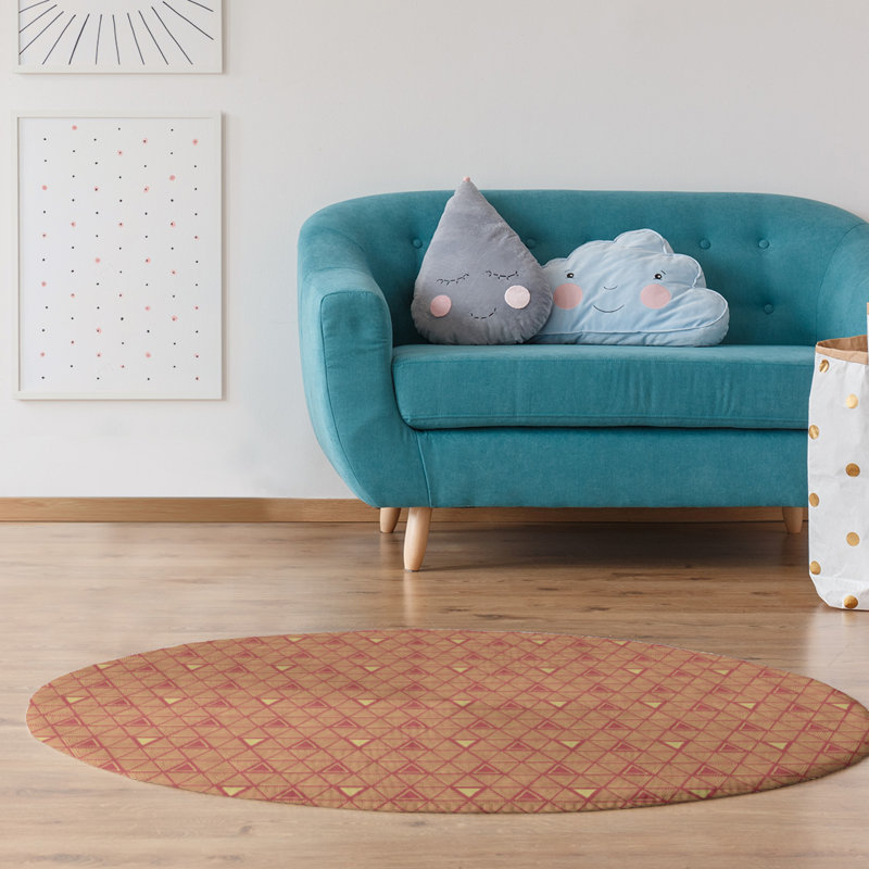Chenille Geometric Indoor Rug, Round 5'