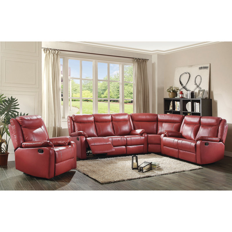 Boston Faux Leather Recliner, Red Faux Leather