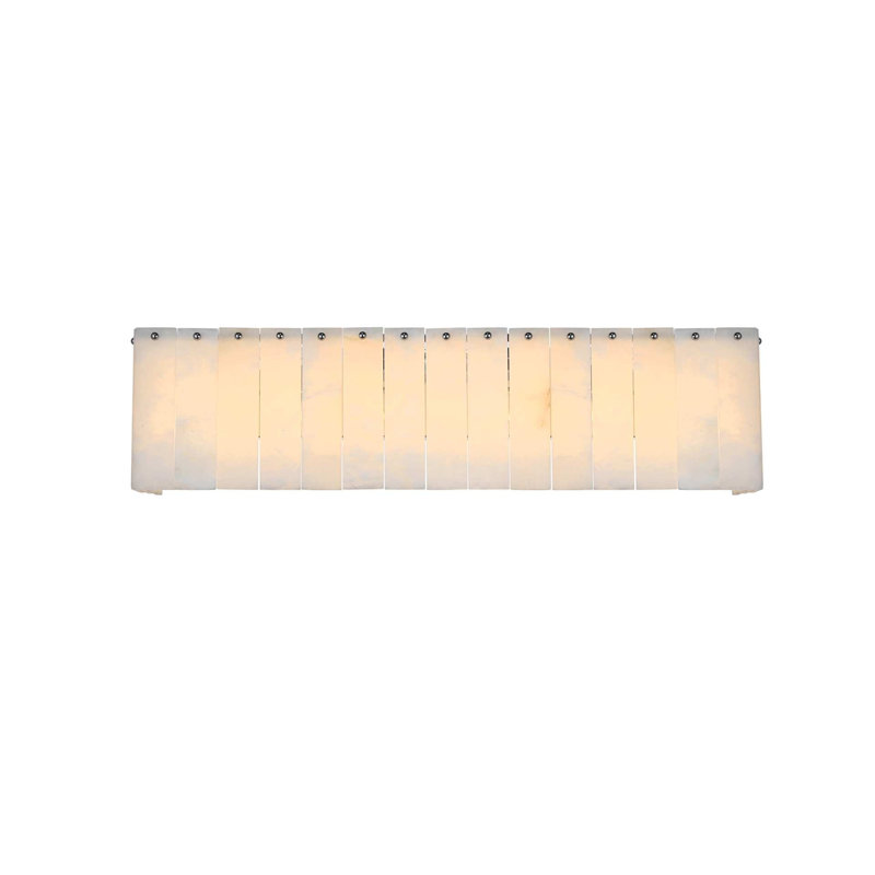 Applique murale en albâtre 30 po Rios, H 8 po x l 30,5 po x P 6,5 po, Chrome chrome, Six lumières