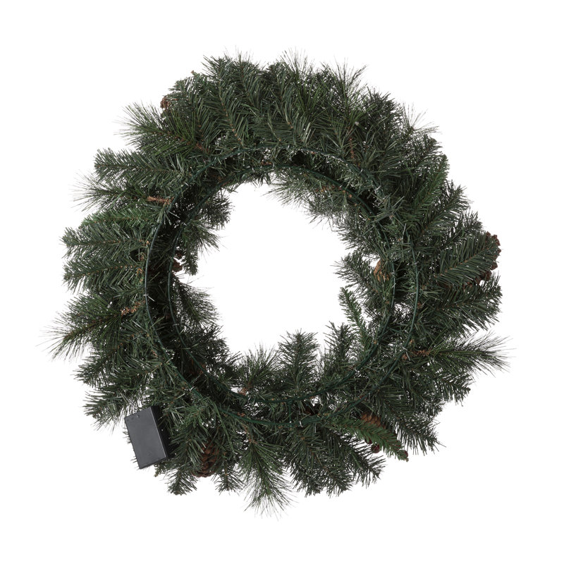 Glittered Christmas Wreath and 9ft Garland with Lights and Pincone