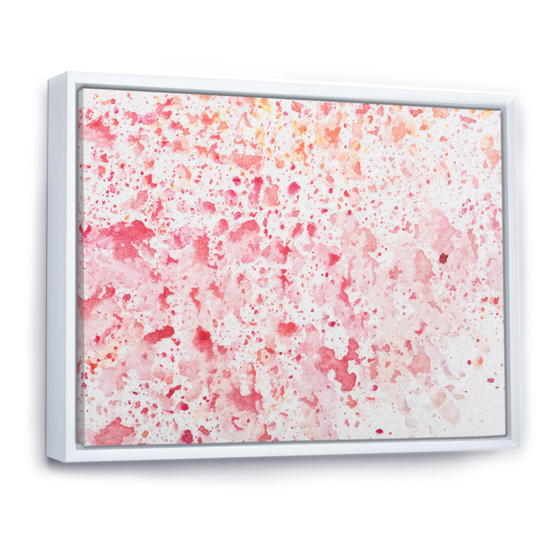 Red and Pink Stains - reproduction sur toile avec cadre flottant, H 8 po x l 12 po x P 1 po, Cadre flottant blanc