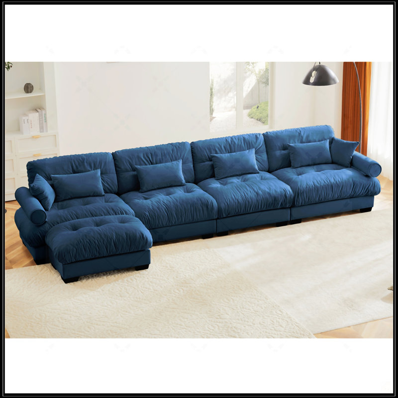 Canapé modulaire en L, Bleu