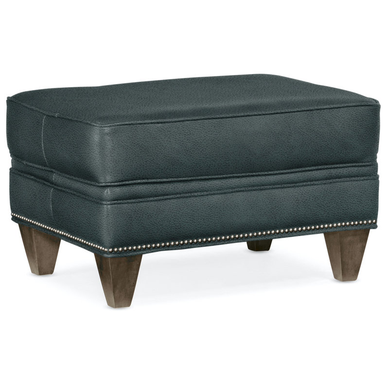 Reddish Ottoman, Gunmetal, Cobblestone, Rio Mineral Genuine Leather