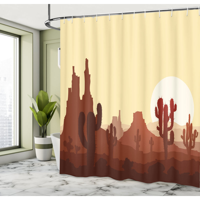 Ensemble de rideau de douche et de crochets en cactus, H 84 po x l 69 po