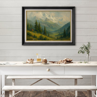 Œuvre encadrée de qualité supérieure - impression de paysage rétro pour décor de salon - 26 po x 36 po