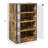 Media Cabinet 4, Rustic Brown - Modern Stereo Stand With Adjustable Shelves, Tempered Glass Doors For Laptop, Gaming Console, Player, Receiver 4 Cabinet, Brown, & Cable Management Electronic Storage