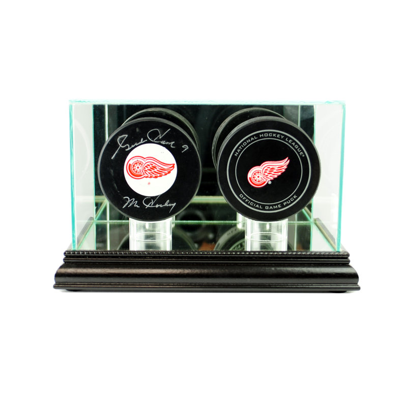 Double vitrine de rondelle de hockey, Noir