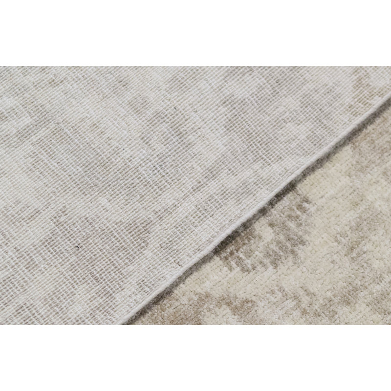 Hand-Knotted High-Quality Cream/Brown Area Rug