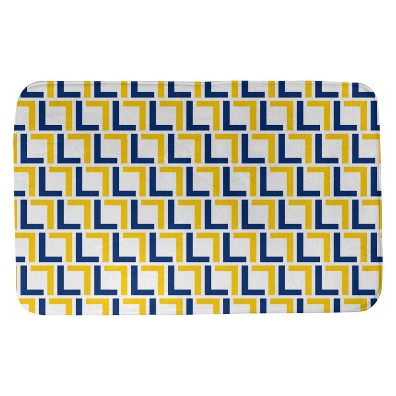 Tapis pour salle de bain Baltimore, l 17 po x L 24 po, Blanc / bleu royal / doré