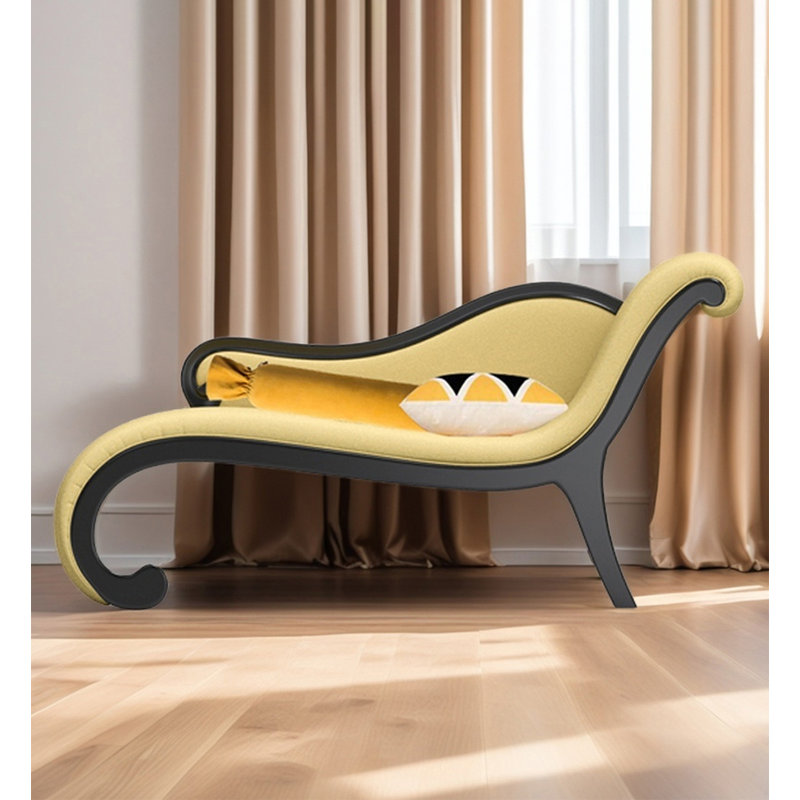 Chaise longue de style européen en hévéa et velours pour chambre et salon, Face à la droite