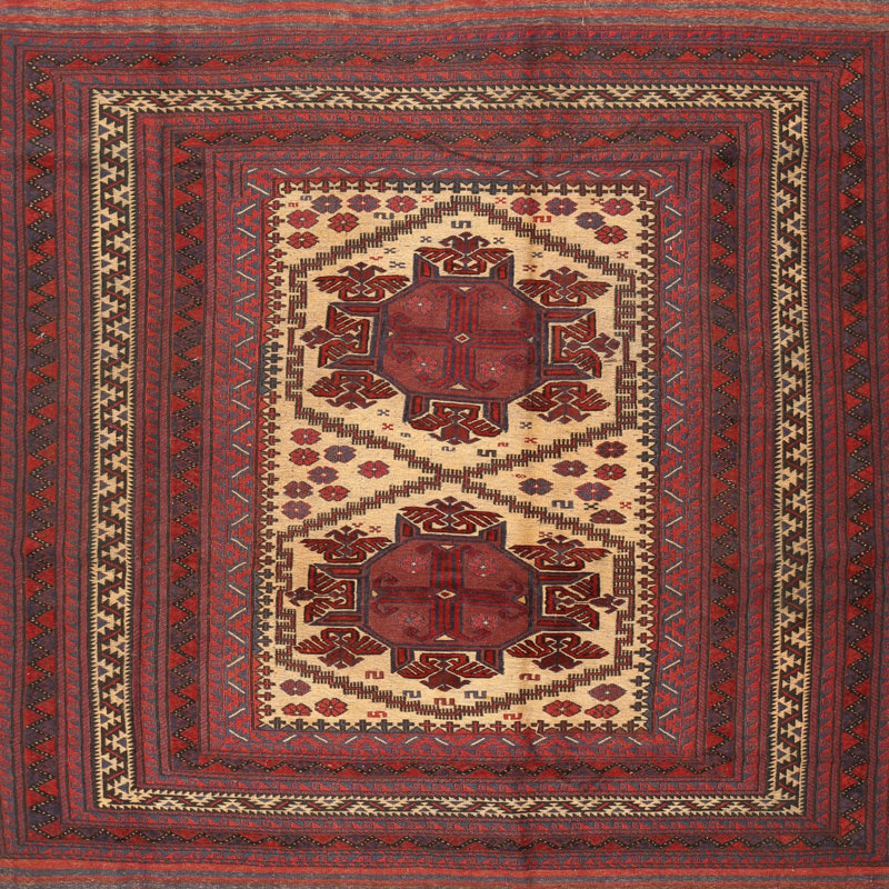 Tapis rouge à motif sud-ouest, Carré 5 pi