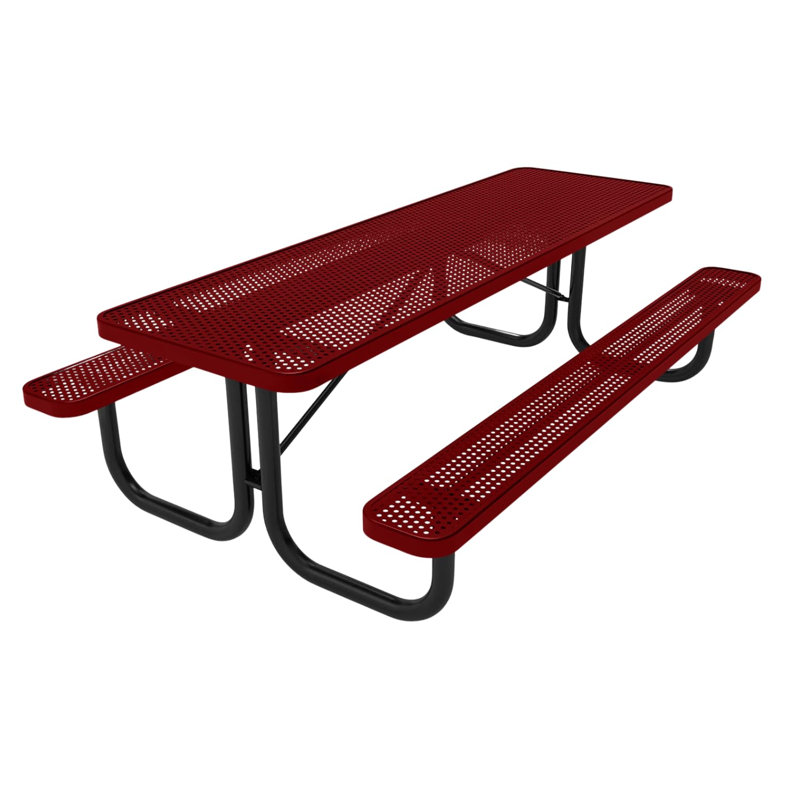 Table de pique-nique rectangulaire de 2,4 m (8 pi), couleur bourgogne texturé, 8ft Rect, Punched, Textured Burgundy