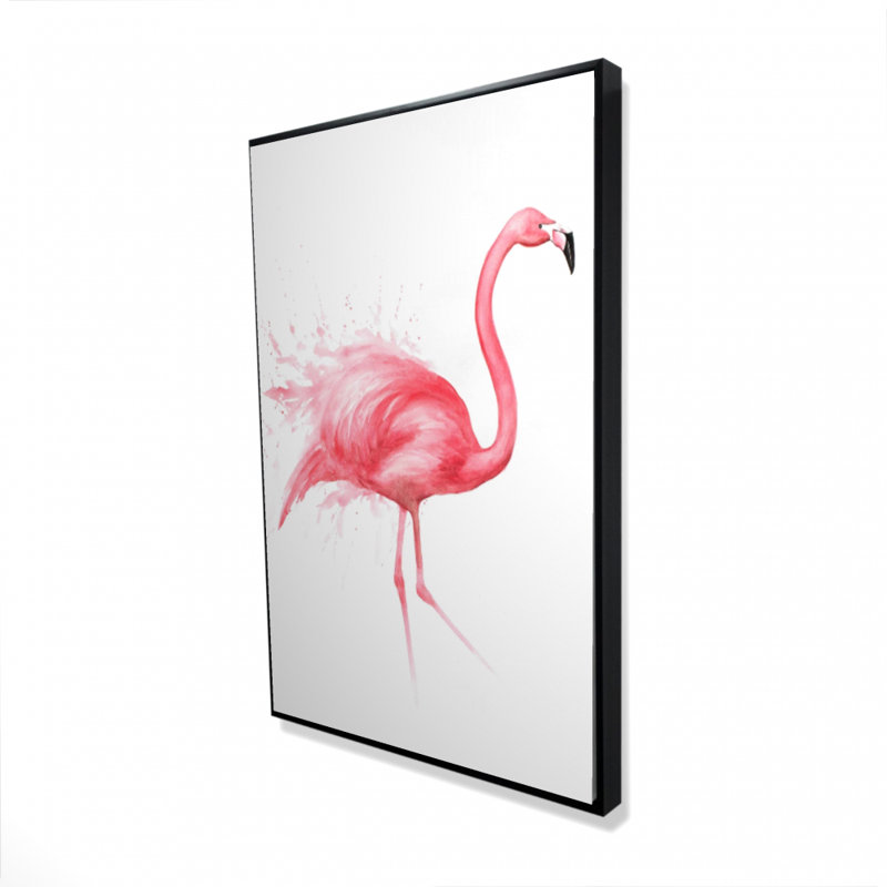 Pink flamingo watercolor - 24"x24" Framed canvas, H 36 po x l 24 po