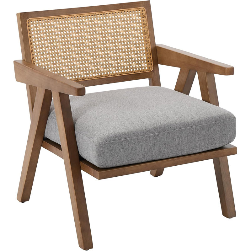 Upholstered Lounge Chair, Gray Linen, Brown