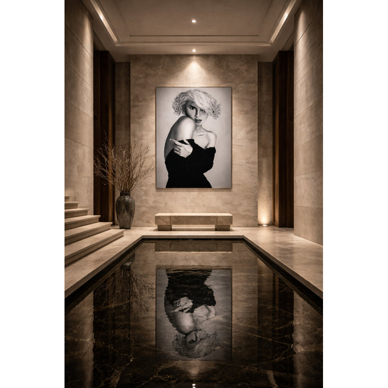 Whispered Poise Framed Canvas Wall Art by Kasian Art Studio - Brown Frame, Black