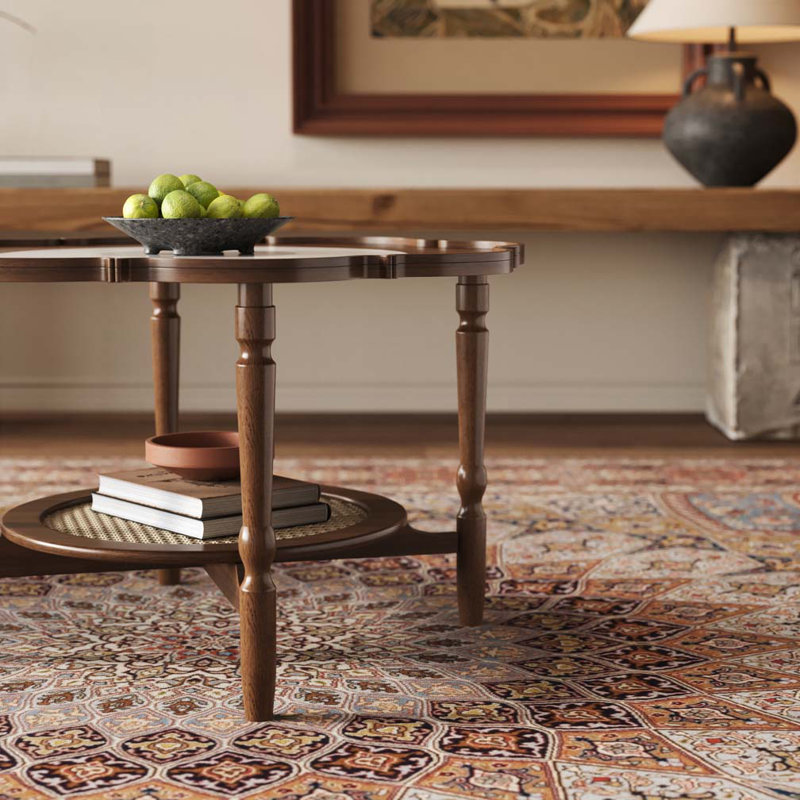 Table basse à 2 niveaux avec rotin