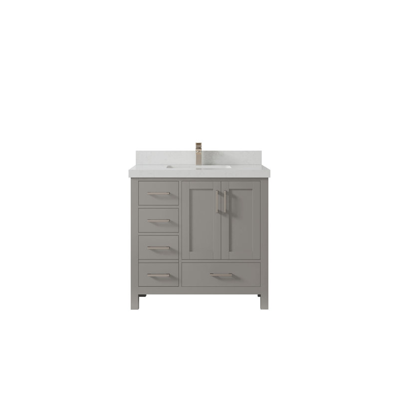 Ensemble de meuble-lavabo simple 36 po Malibu, Quartz de Carrare