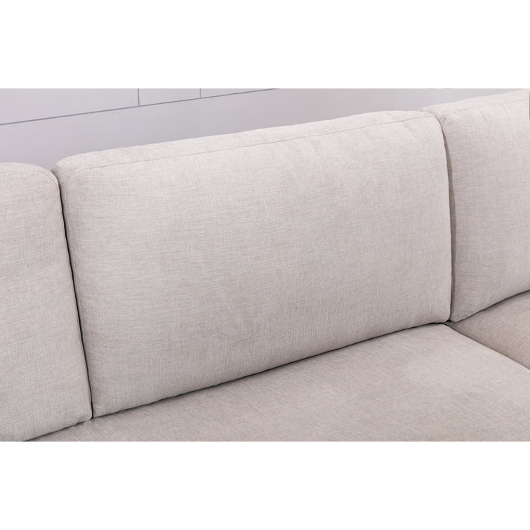 Bridgeview 109.8" Wide Chenille Fabric Cushion Back Upholstered L-Shaped Sectional Solid Wood Frame