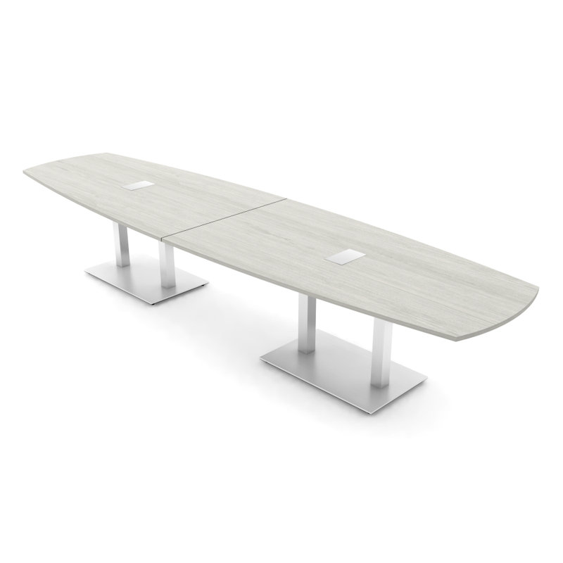 Table de réunion Arc-Boat avec base en métal double 2 modules de puissance et de données, H 30 po x l 168 po x P 48 po