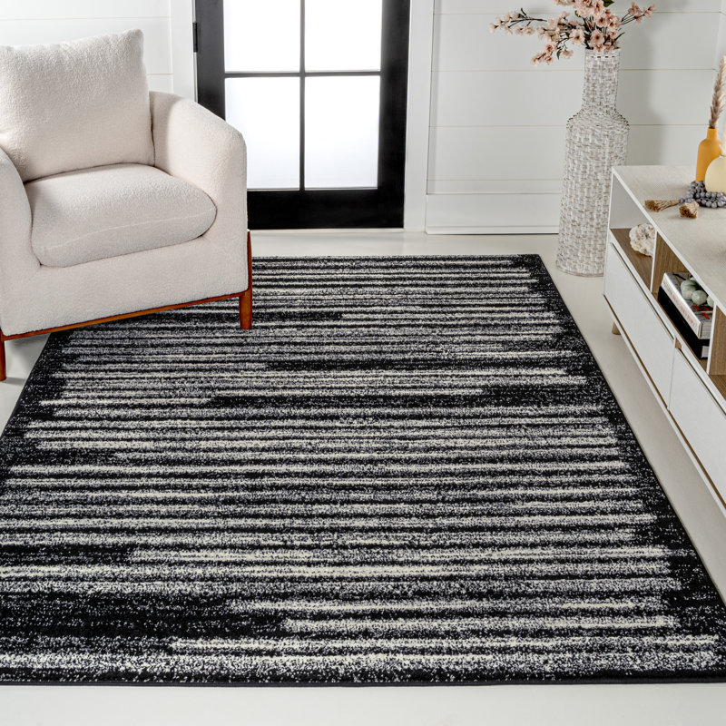 Tapis noir / crème Mahit, Rectangle 5 pi 3 po x 7 pi 7 po