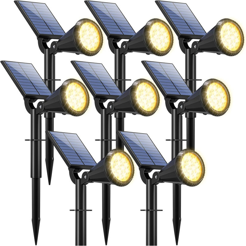 WELALO Solar Spot Lights Outdoor Waterproof for Flag, [8 Pack/4 Modes] Landscape Spotlights 180° Adjustable Solar Powered Lights for Walkway Pathway Tree Yard Garden Wall Driveway Statue
