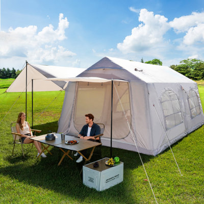 Inflatable Tents For Camping, Blow Up Tent With Hand Pump and Awning, Hot Tent With Stove Jack, Easy Setup
