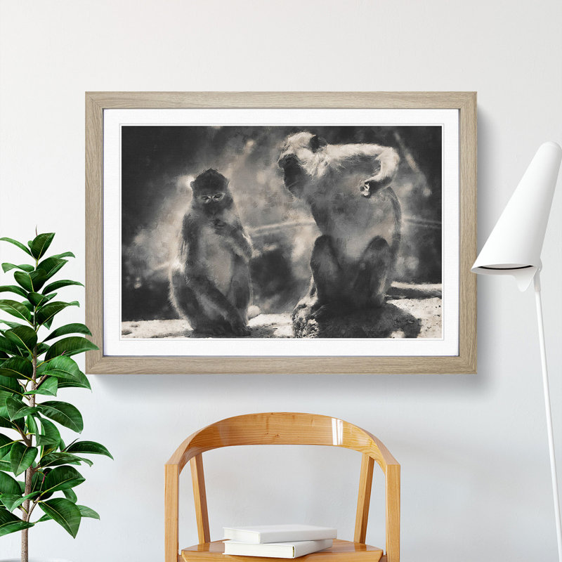 Mountain Monkeys - Framed Print, Oak Framed, 48cm H x 65cm W x 2cm D