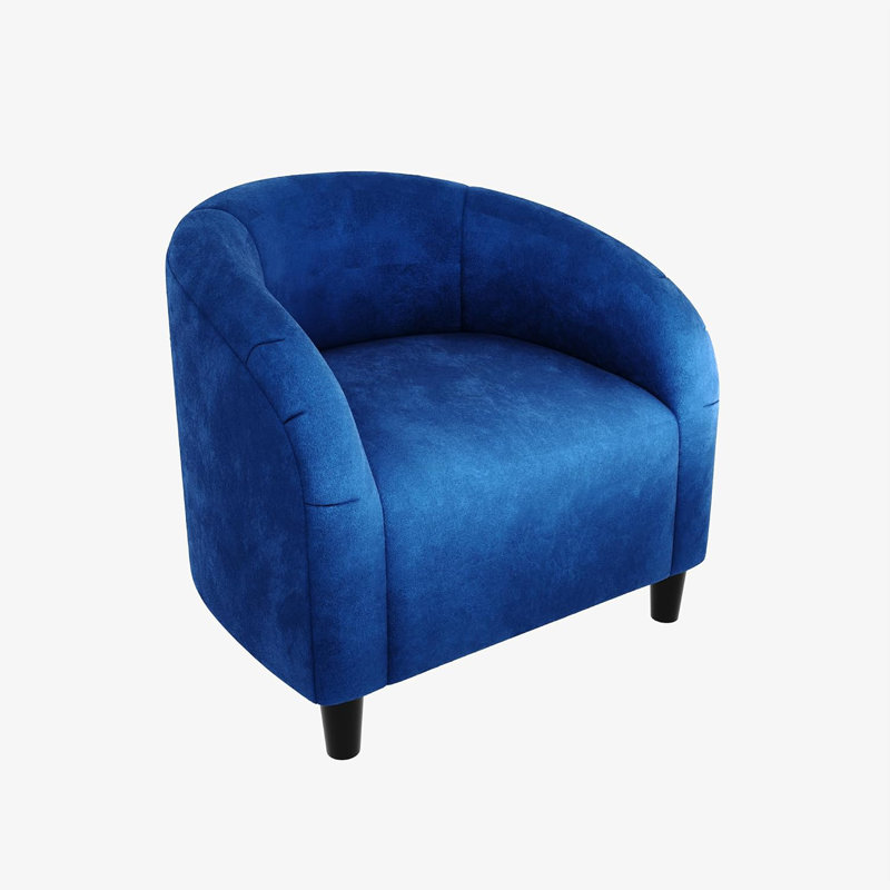 Fauteuil demi-tonneau Suede, Polyester bleu, Bleu