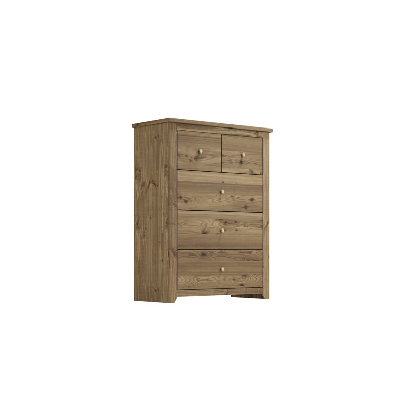 HAVANA PINE 5 DRAWER CHEST OF DRAWERS, Brown