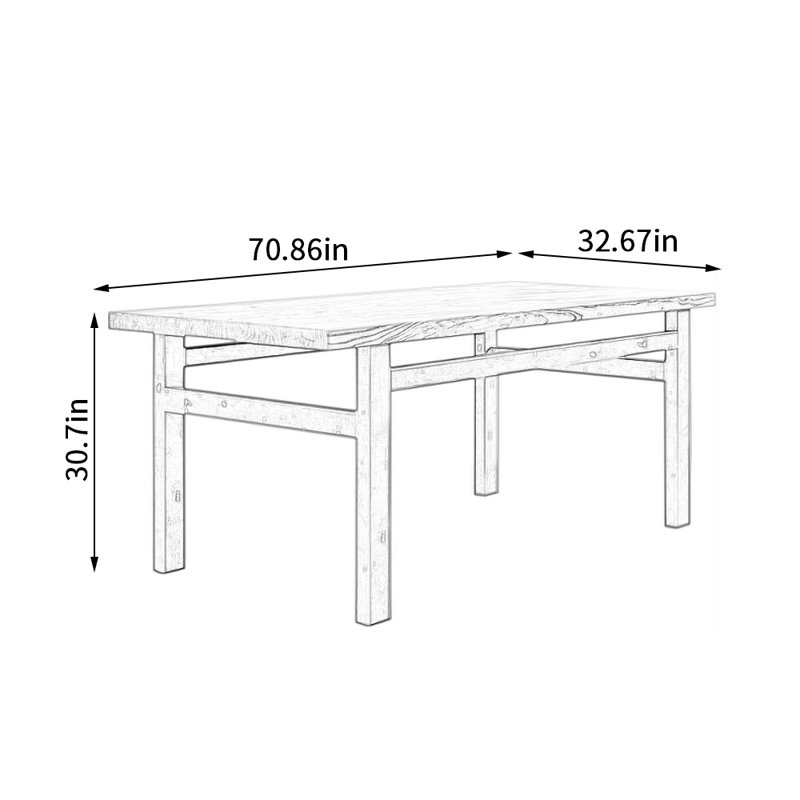 Table rectangulaire en bois vieilli Old Elm, H 30,7 po x L 70,86 po x l 32,67 po, Noir