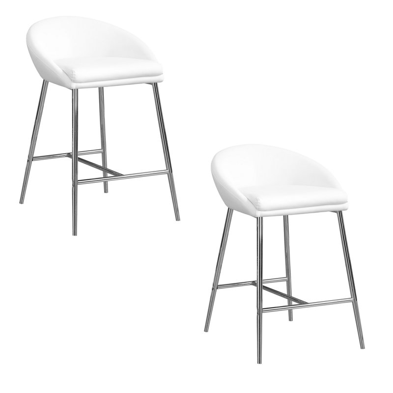 Upholstered 24'' Counter Stool with Metal Frame