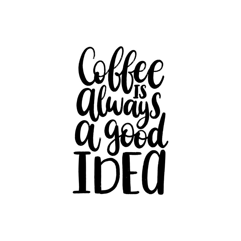 Art textuel sur toile tendue, "Hawaa Coffee Quote" par Vladayoung, H 12 po x l 12 po
