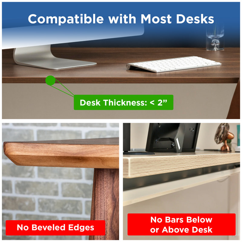 Black Adjustable Clamp On Under Desk Keyboard Tray