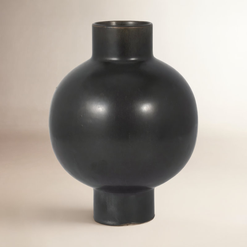 Vase en céramique Bronsyn, H 11 po x l 8 po x P 8 po, Gris
