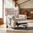 Beige Fabric Button-Tufted Push-Back Recliner with Nailhead Accents