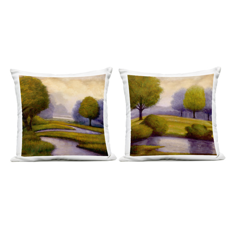 Ensemble de 2 coussins d'extérieur imprimés lavande Sunrise Reflections, design par Gregory Williams
