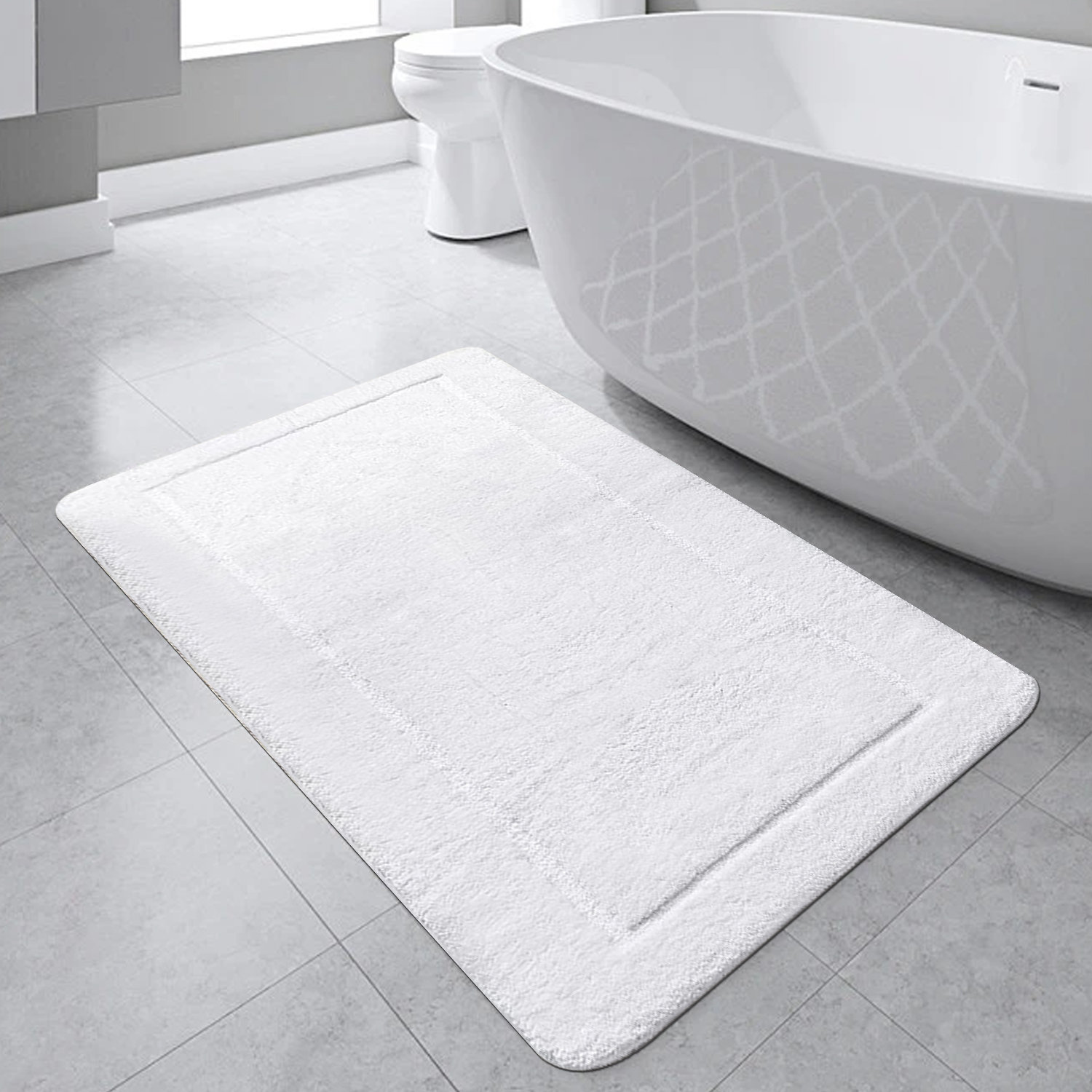 Memory Foam Bath Mat Set Non Slip Water Absorption Soft Rugs Thick Dry Fast