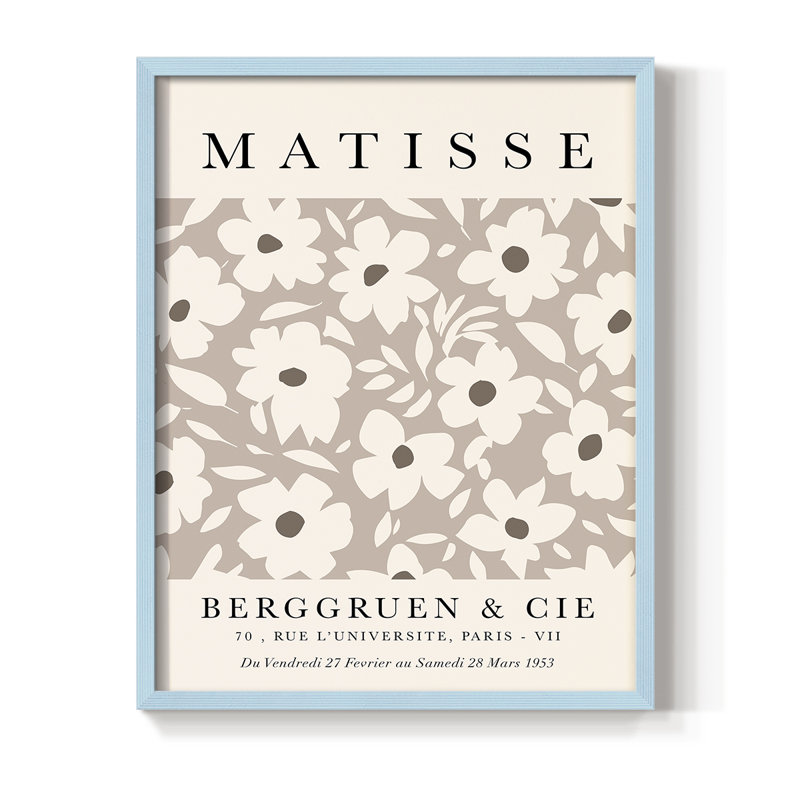 Matisse CCIX Framed Print - Solid Wood, 10" H x 8" W, Blue
