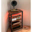 Meuble télé à DEL, centre de divertissement avec tablettes de rangement et structure en acier, brun