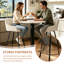 69cm High Suede Upholstered Bar Stool Diamond Tufted Back with Metal Frame Counter Stool -1929230498