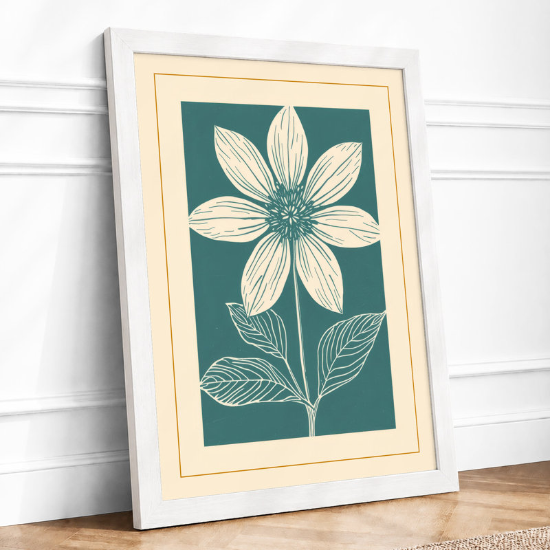 Stylized Bloom Botanical - Framed Print, A4 - 29.7 x 21.0 cm, White