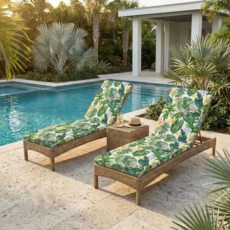 Stretch Patio Chaise Lounge Cushion Covers, Washable Elastic Bottom Outdoor Slipcovers, Replacement Furniture Protector for Lounge Chair Seat