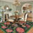 Floral Machine Washable Area Rugs for Living Room Bedroom Soft Non-Slip Vintage Dining Room Rug Low Pile Botanical Floor Carpet for Kids Room Classroom-1877747923