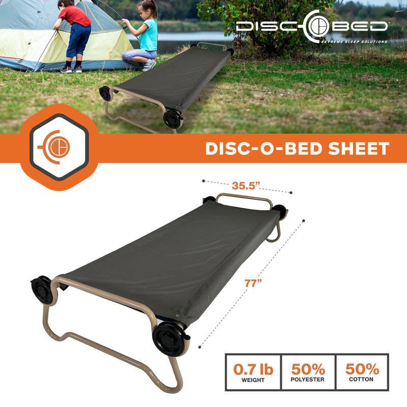  L/XL Cot Sheet for Portable Folding Bed Systems and Camping, Grey, 0.3" H x 35.5" W x 83.5" D