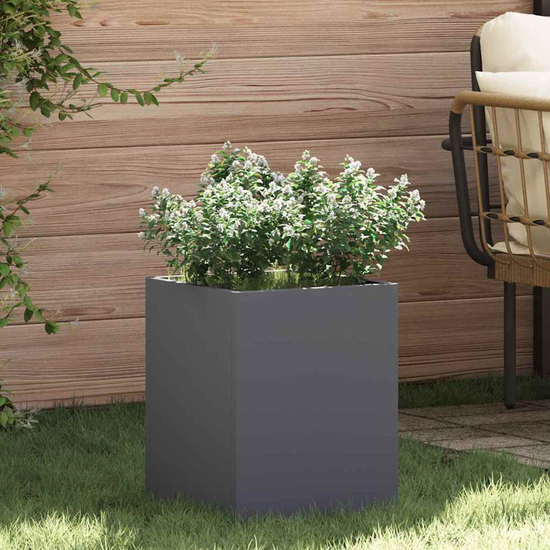 Garden Planter Decor Outdoor Modern Holder Metal Flower Pot Minimalist, Anthracite, 40cmH x 32cmW x 32cmD