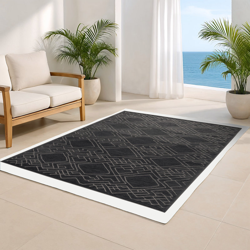 Tapis gris intérieur et extérieur Trellis, Rectangle 5 pi x 7 pi