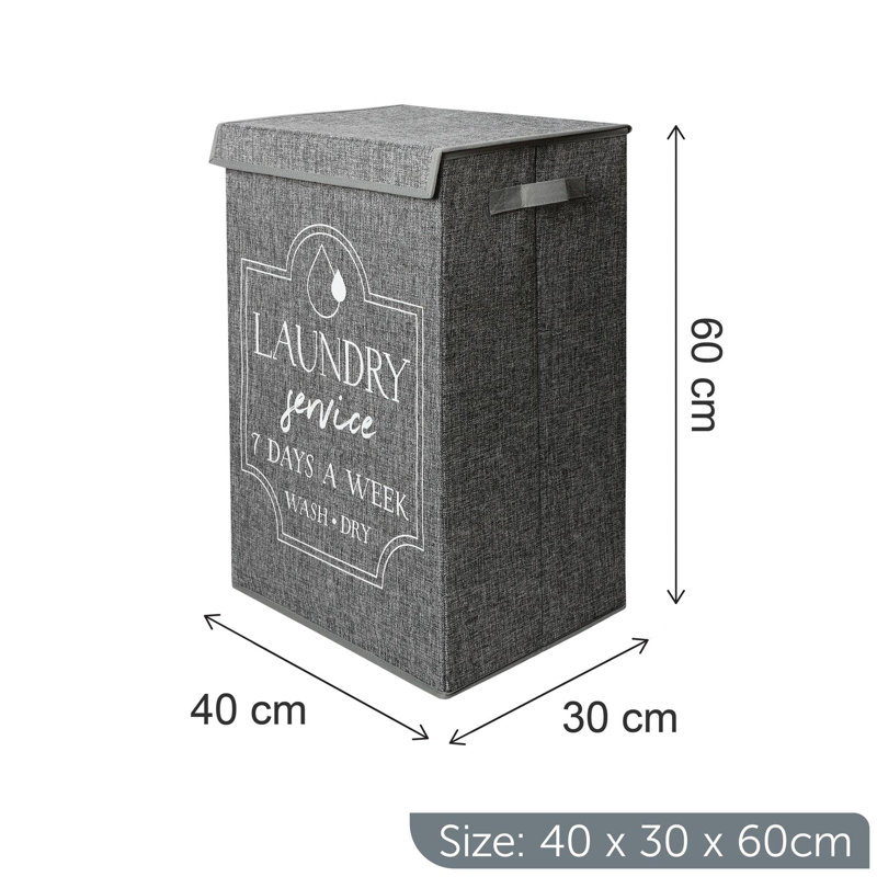 MantraRaj Collapsible Laundry Basket With Handle Laundry Hamper Storage Basket With Lid (Dark Grey)