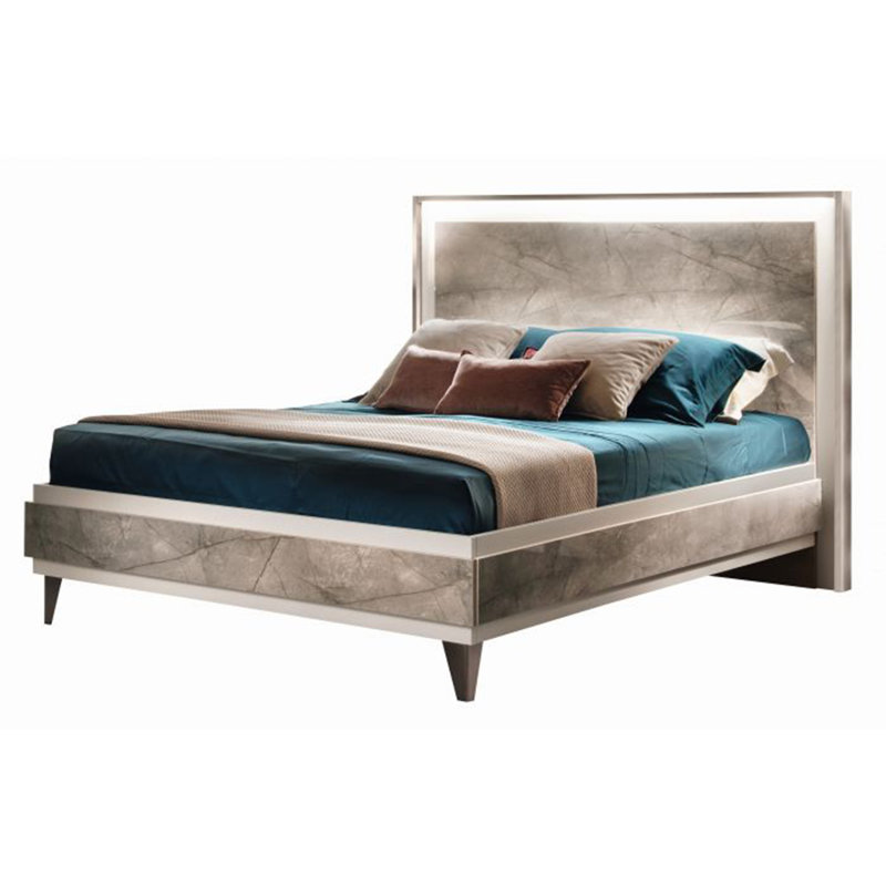 Grand lit Monaco avec tête de lit en bois, Grand lit