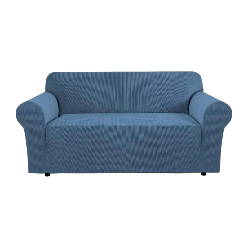 Box Cushion Sofa Slipcover, Blue
