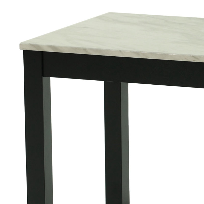 Table basse 3 pièces avec plateau en faux marbre, Blanc